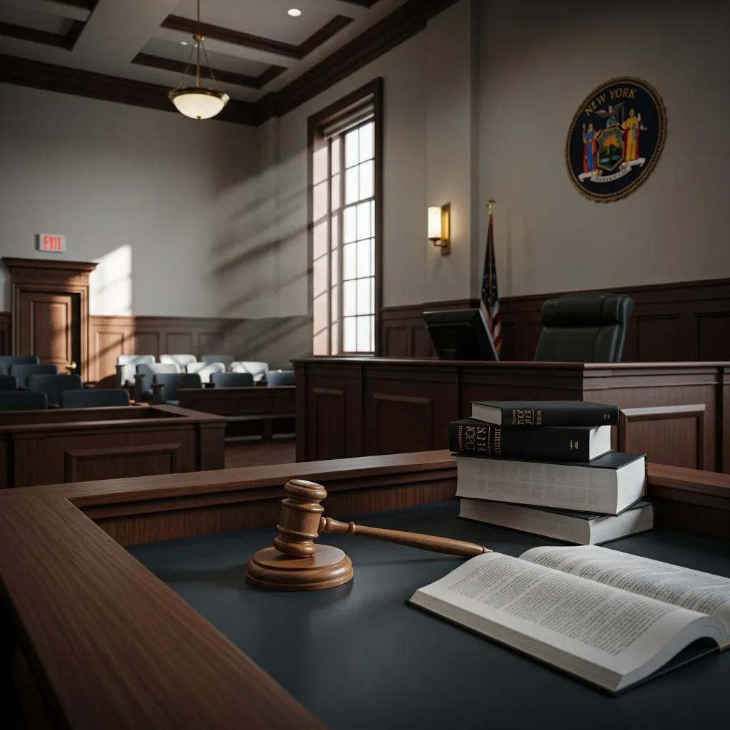 A courtroom setting representing the New York State Tax Appeals Tribunal
