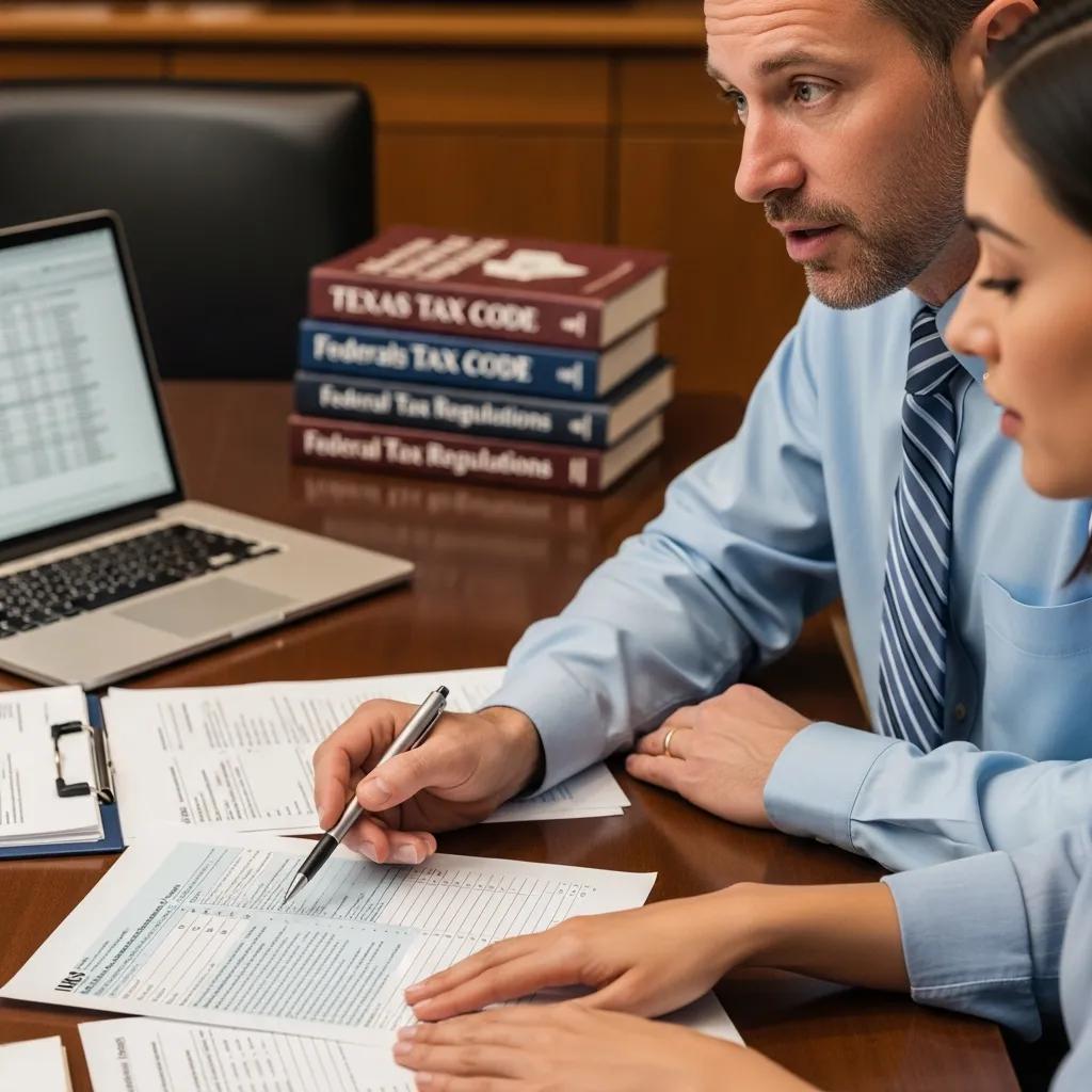 Dallas tax attorney reviewing documents with a client